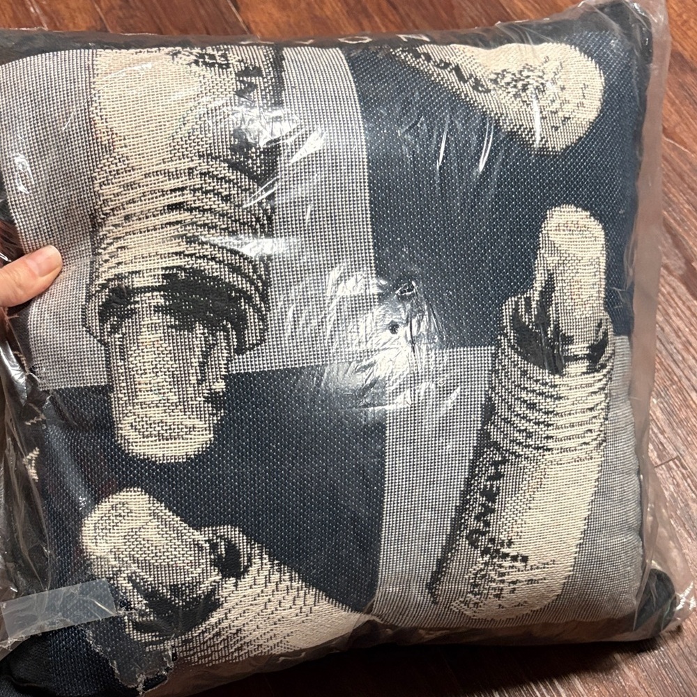 Avon Tapestry Pillow Lipstick ANEW Decorative Navy And Black Square 14.5x14.5